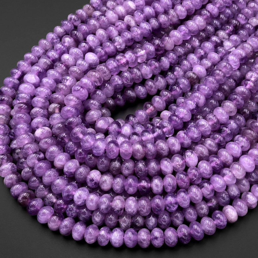 Natural Lilac Purple Amethyst 10mm Rondelle Beads High Quality Gemstone 15.5" Strand