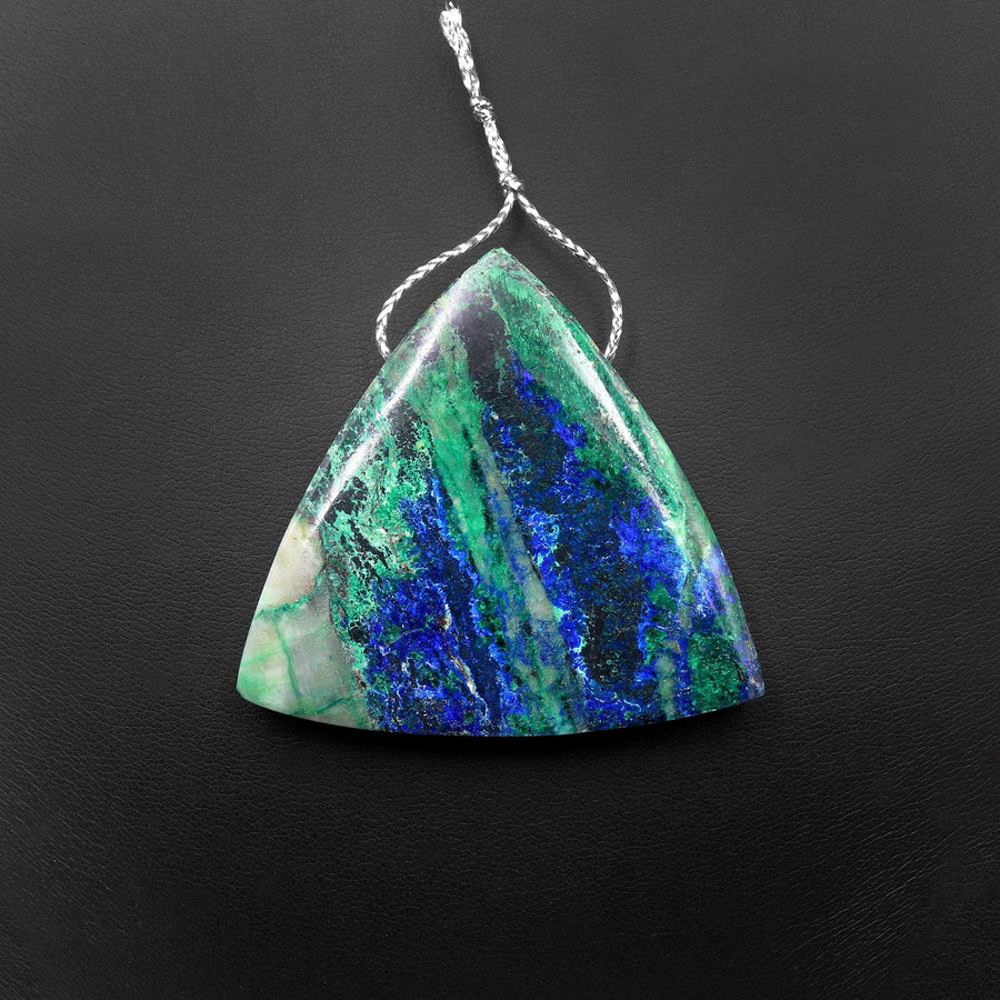 From the Old Arizona Copper Mine~ Natural Chrysocolla Azurite Triangle Pendant