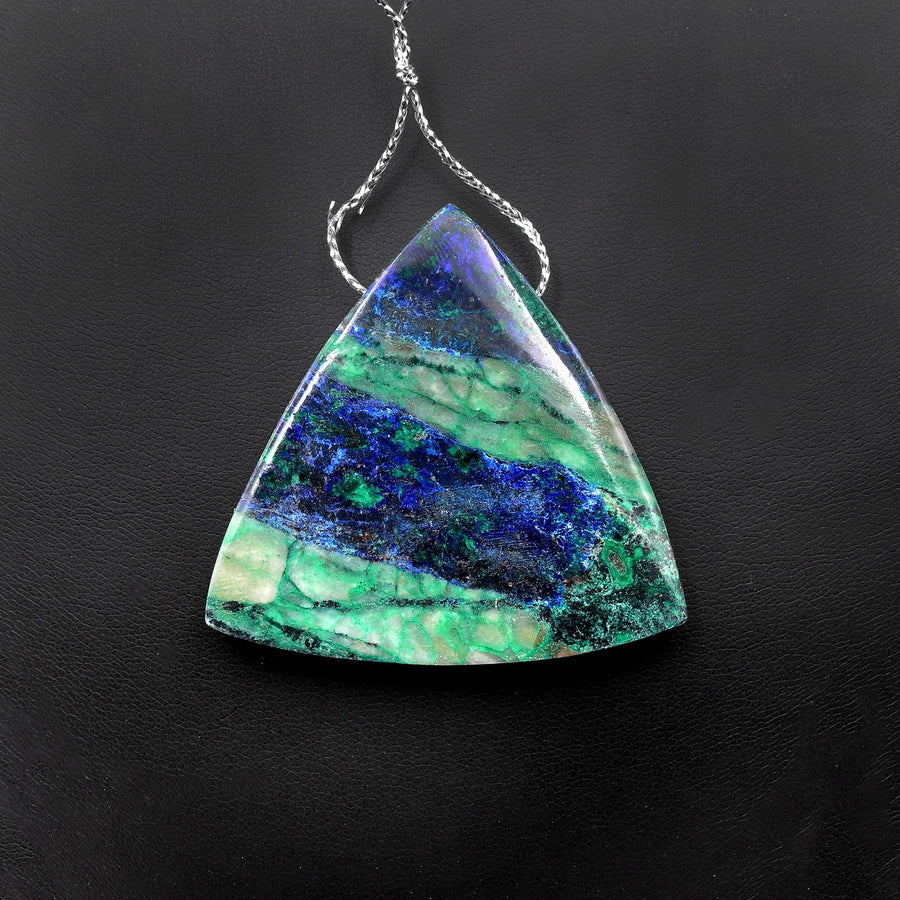 From the Old Arizona Copper Mine~ Natural Chrysocolla Azurite Triangle Pendant