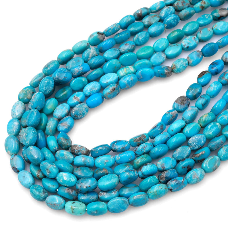 Genuine Natural Turquoise Small 6x4mm Rice Oval Beads High Quality Blue Gemstone from Arizona 15.5" Strand