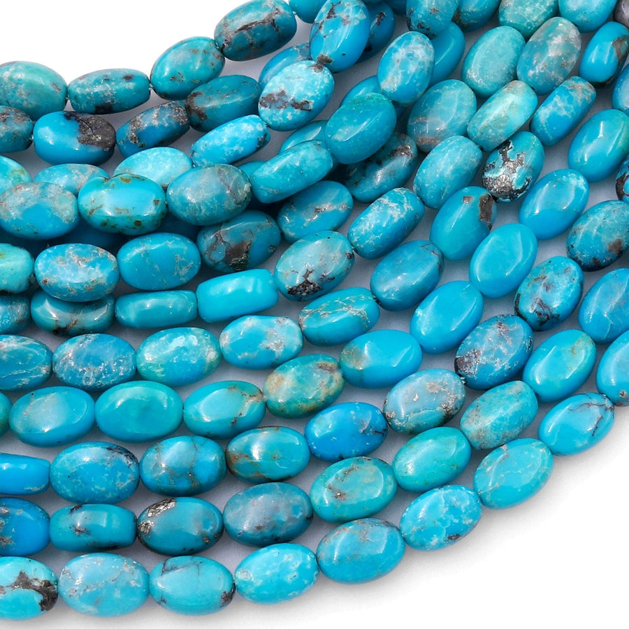 Genuine Natural Turquoise Small 6x4mm Rice Oval Beads High Quality Blue Gemstone from Arizona 15.5" Strand