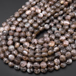 Faceted Natural Black Moonstone 10mm Coin Beads Gemstone 15.5" Strand