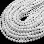 Star Cut Natural White Jade Beads Faceted 8mm Rounded Nugget Sharp Facets 15" Strand