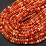 Faceted Natural Orange Red Botswana Agate Rondelle Beads 6mm 8mm 15.5" Strand