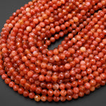 Faceted Natural Orange Red Botswana Agate Round Beads 6mm 8mm 10mm 15.5" Strand