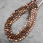 A Grade Copper Brown Coin Pearl Thick Brilliant Nacre Real Genuine Natural Freshwater Pearl 16" Strand