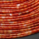 Natural Red Carnelian 4x2mm Small Thin Smooth Spacer Tube Beads 15.5" Strand