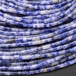 Natural Blue Sodalite 4x2mm Small Thin Smooth Spacer Tube Beads 15.5" Strand