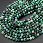 Real Genuine Natural Green Emerald Gemstone Faceted 6mm 7mm Round Beads Gemstone May Birthstone 15.5" Strand