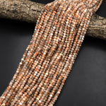Natural Sunstone Faceted Rondelle Beads 4mm 5mm 15.5" Strand