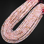 AAA Faceted Natural Peruvian Pink Opal 4mm Rondelle Beads Gemstone 15.5" Strand