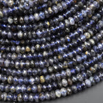 Natural Iolite Faceted 3mm 4mm 5mm 6mm Rondelle Beads Genuine Real Gemstone Beads 15.5" Strand