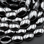 AAA Natural Black Hematite Smooth Oval beads 12x16mm 15.5" Strand