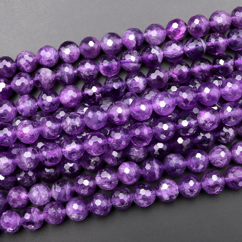 8mm Amethyst Purple color Faceted Round Craft Beads 500pc Made in USA 