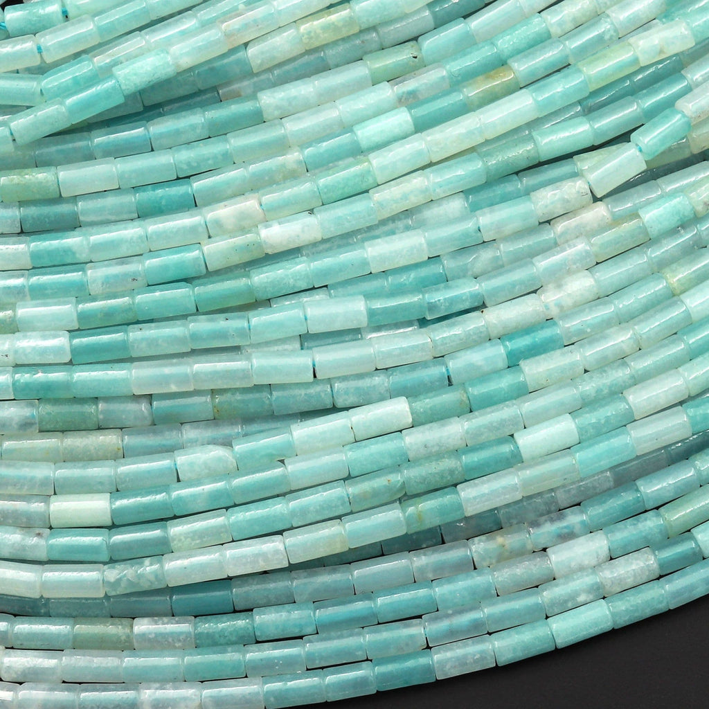 Natural Amazonite 4x2mm Small Thin Smooth Spacer Tube Beads 15.5" Strand