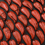 AAA Hand Carved Natural Red Jasper Angel Wing Pendant Bead Drilled Gemstone