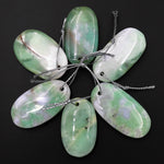 Natural Australian Green Chrysoprase Pendant Freeform Oval Shape Drilled Gemstone Focal Bead