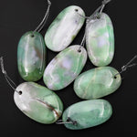 Natural Australian Green Chrysoprase Pendant Freeform Oval Shape Drilled Gemstone Focal Bead