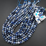 Faceted Natural Blue Aventurine 8mm 10mm 12mm Round Beads 15.5" Strand