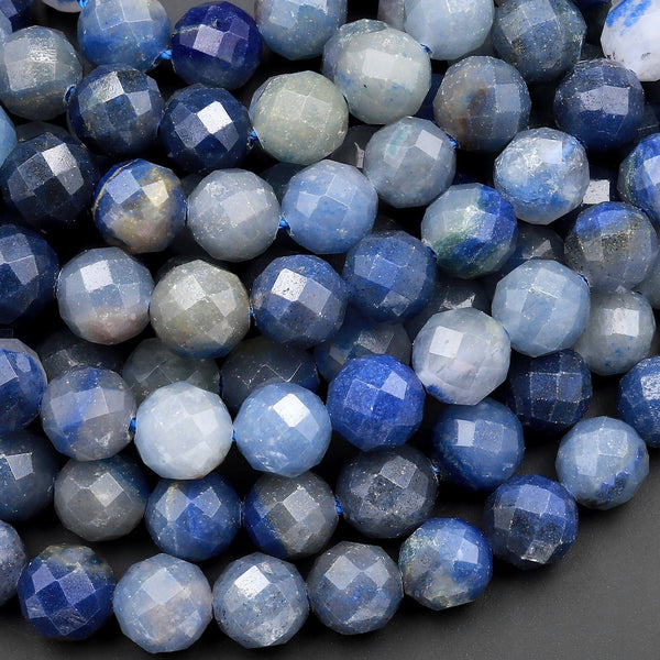 Bacatgem 15 Pcs Natural Blue Aventurine Large HoleLoose Stone Rondelle  Beads Crystals and Healing Stones,6mm DIY-Jewelry Makings