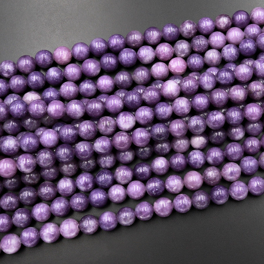 AA Natural Violet Purple Lepidolite 4mm 6mm 8mm 10mm Round Beads 15.5" Strand