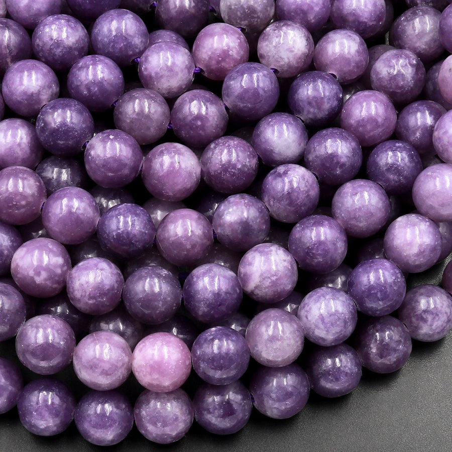 AA Natural Violet Purple Lepidolite 4mm 6mm 8mm 10mm Round Beads 15.5" Strand