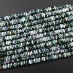 Natural Green Tree Agate 6mm Heishi Thin Rondelle Beads 15.5" Strand