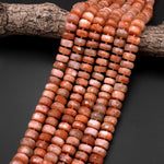 AAA Large Natural Sunstone Faceted Rondelle Beads 14mm Gemstone 15.5" Strand