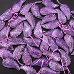 AAA Hand Carved Natural Lilac Purple Amethyst Angel Wing Pendant Bead Drilled Gemstone