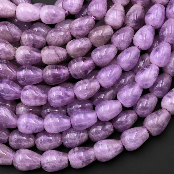 Natural Lilac Purple Amethyst Teardrop Beads Vertically Drilled Gemstone 15.5" Strand