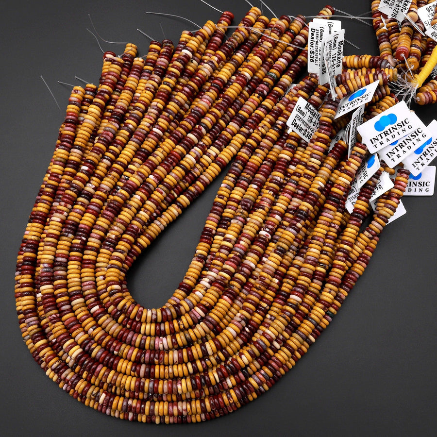 Natural Mookaite Jasper 6mm Heishi Thin Rondelle Beads 15.5" Strand