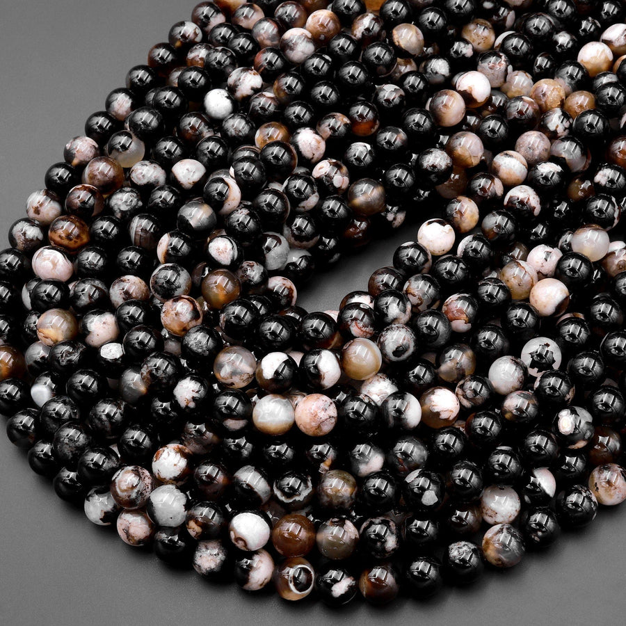Sweet & Happy Girl'S Store Filo Di Perle In Agata Nera Sfaccettate 3mm – 15 Pollici Di Pietre Naturali Per Gioielli Fai Da Te