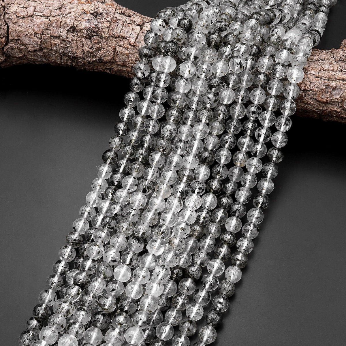 AAA Translucent Natural Black Mica In Tourmaline Quartz 6mm 8mm 10mm R ...