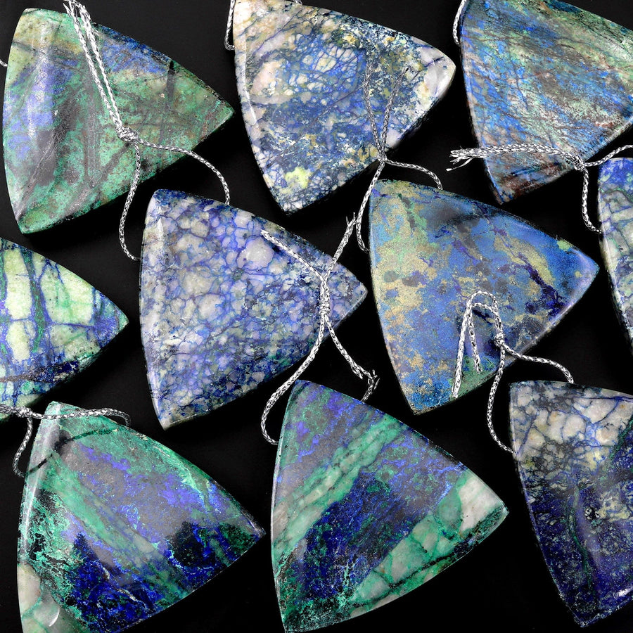 From the Old Arizona Copper Mine~ Natural Chrysocolla Azurite Triangle Pendant