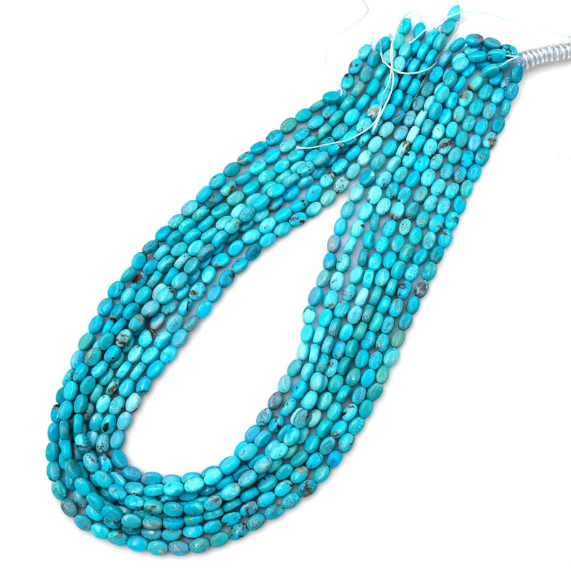 Genuine Natural Turquoise 6x4mm Rice Oval Beads High Quality Blue Gemstone from Arizona 15.5" Strand