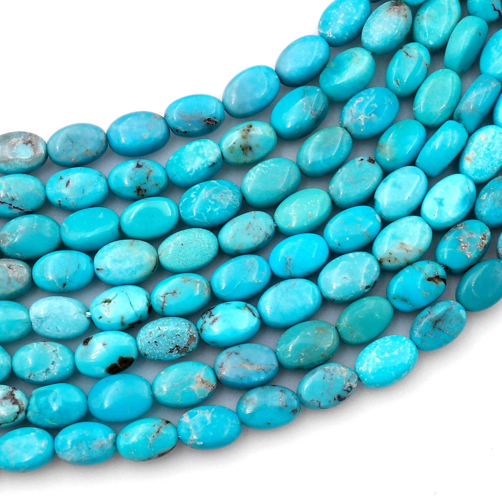 Genuine Natural Turquoise 6x4mm Rice Oval Beads High Quality Blue Gems ...