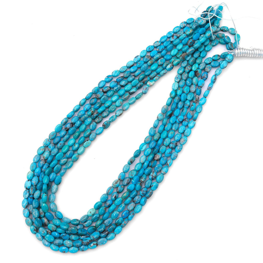 Genuine Natural Turquoise Small 6x4mm Rice Oval Beads High Quality Blue Gemstone from Arizona 15.5" Strand