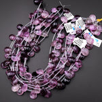 Natural Purple Pink Fluorite Teardrop Beads 12x16mm Good for Earring Making 15.5" Strand