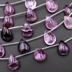 Natural Purple Pink Fluorite Teardrop Beads 12x16mm Good for Earring Making 15.5" Strand