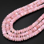 AAA Large Faceted Natural Pink Morganite Aquamarine Beryl Rondelle Beads 10mm 15.5" Strand