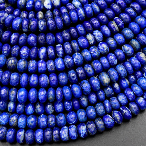 Natural Blue Lapis Beads Smooth Rondelle Beads 6mm 8mm 10mm 15.5" Strand