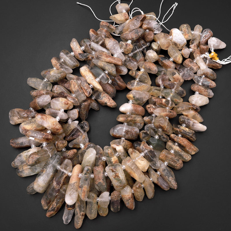Brown Titanium Coated Quartz Rock Beads