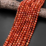 Faceted Natural Orange Red Botswana Agate Round Beads 6mm 8mm 10mm 15.5" Strand