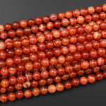 Natural Orange Red Botswana Agate Round Beads 6mm 8mm 10mm 15.5" Strand