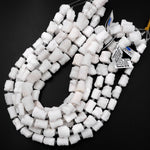 Natural White Stalactite Druzy Beads Drusy Cylinder Nuggets Center Drilled Pristine White Crystal Tube 15.5" Full Strand