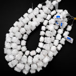 Natural White Stalactite Druzy Beads Drusy Cylinder Nuggets Center Drilled Sparkling Pristine White Crystal Tube 15.5" Full Strand