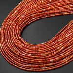 Natural Red Carnelian 4x2mm Small Thin Smooth Spacer Tube Beads 15.5" Strand