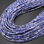 Natural Blue Sodalite 4x2mm Small Thin Smooth Spacer Tube Beads 15.5" Strand