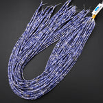 Natural Blue Sodalite 4x2mm Small Thin Smooth Spacer Tube Beads 15.5" Strand