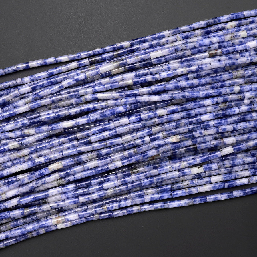 Natural Blue Sodalite 4x2mm Small Thin Smooth Spacer Tube Beads 15.5" Strand
